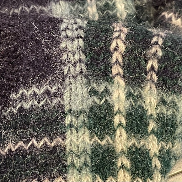 Paul Harris Design Blue Ivory Plaid Wool Mohair Vintage Crew Neck Sweater Sz M - Picture 9 of 10